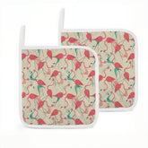 Kate McEnroe New York Retro Tropical Mid Century Modern Flamingo Quilted Pot Holder Setpot holder1ORD8AzctB