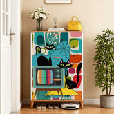 Kate McEnroe New York Retro TV Atomic Cat 3-Tier Shoe Cabinet, Mid Century Modern Amoeba Storage Unit, Vintage MCM OrganizerShoe StorageYdbc5CLDxv
