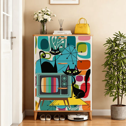 Kate McEnroe New York Retro TV Atomic Cat 3-Tier Shoe Cabinet, Mid Century Modern Amoeba Storage Unit, Vintage MCM OrganizerShoe StorageYdbc5CLDxv