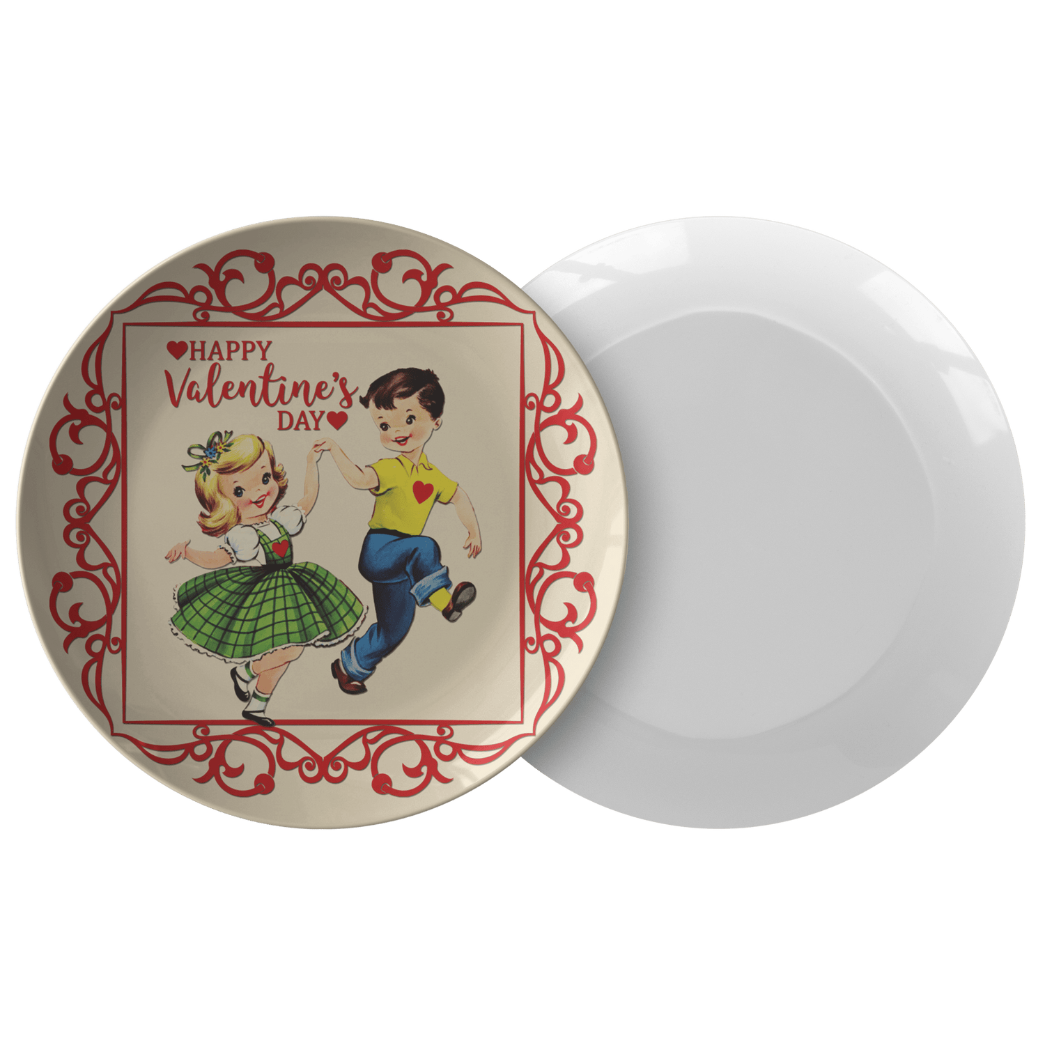 Kate McEnroe New York Retro Valentine Party Dinner Plate, 50s Kitsch Dancing Boy Girl Romantic DinnerwarePlates9820SINGLE