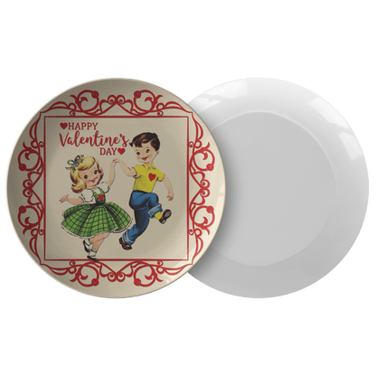 Kate McEnroe New York Retro Valentine Party Dinner Plate, 50s Kitsch Dancing Boy Girl Romantic DinnerwarePlates9820SINGLE