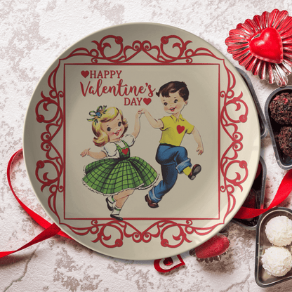 Kate McEnroe New York Retro Valentine Party Dinner Plate, 50s Kitsch Dancing Boy Girl Romantic DinnerwarePlates9820SINGLE