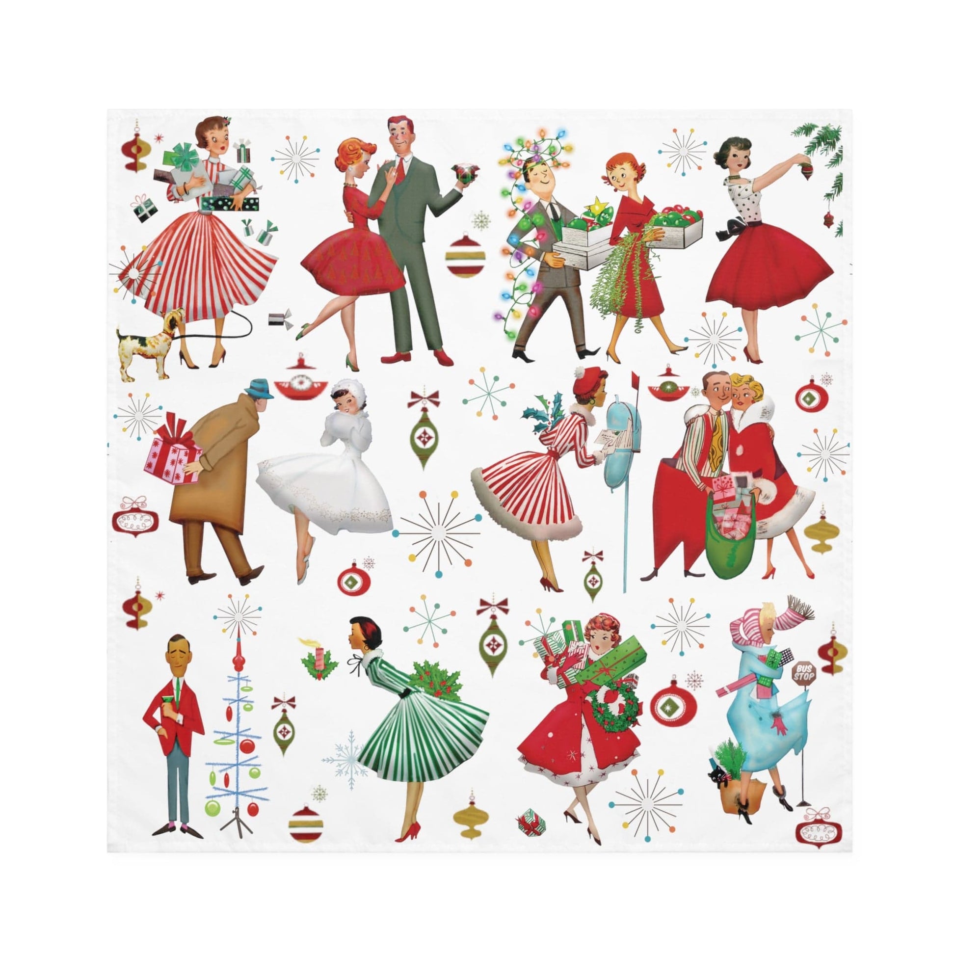 Kate McEnroe New York Retro Vintage 1950s Christmas Cloth Dinner Napkins, Mid Century Modern Retro Women, Ladies, Housewives Holiday Table Linens - 123081223 Napkins 24972150071818896176