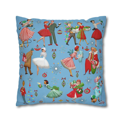 Kate McEnroe New York Retro Vintage 1950s Kitsch Christmas Throw Pillow Cover, Vintage Housewives, Couples Xmas Card Inspired Art, MCM Holiday DecorThrow Pillow Covers45149189858819535962