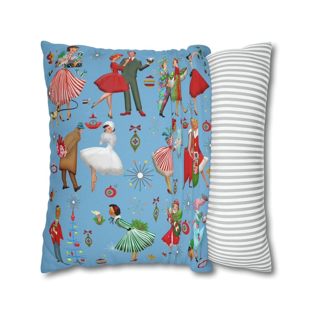 Kate McEnroe New York Retro Vintage 1950s Kitsch Christmas Throw Pillow Cover, Vintage Housewives, Couples Xmas Card Inspired Art, MCM Holiday DecorThrow Pillow Covers45149189858819535962