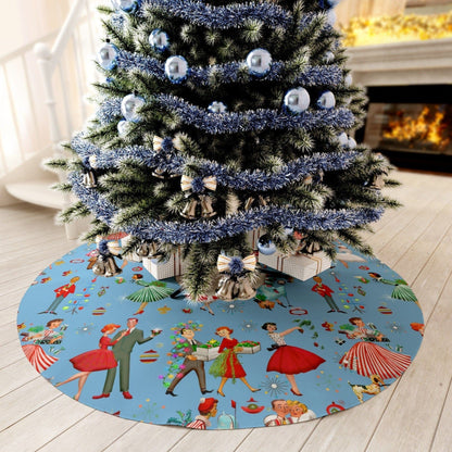 Kate McEnroe New York Retro Vintage 1950s Kitsch Christmas Tree Skirt, Vintage Housewives, Couples Xmas Card Inspired Art, MCM Holiday Decor Christmas Tree Skirts 21963927202098482355