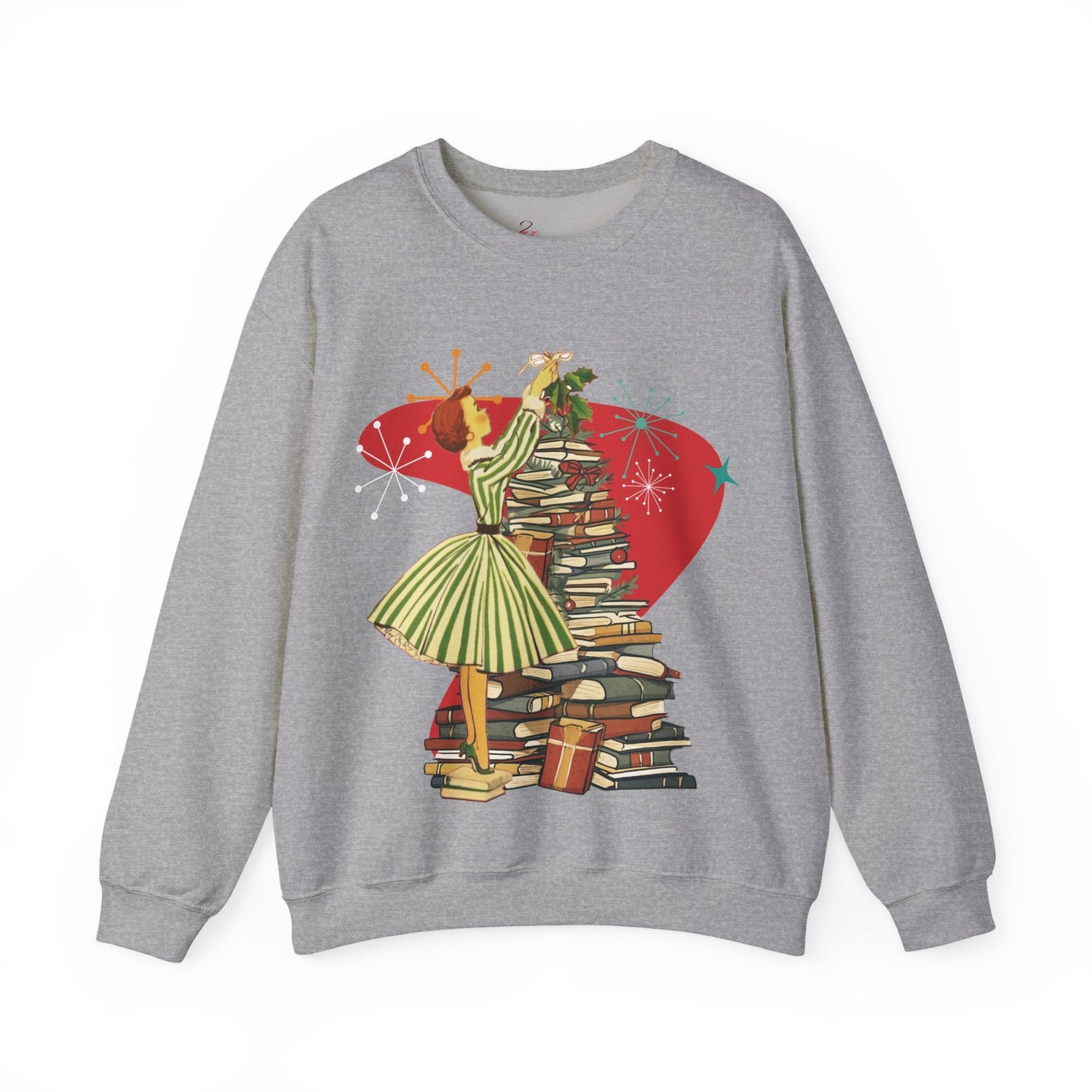 Kate McEnroe New York Retro Vintage 50s Book Lover Sweatshirt, Atomic Age Holiday CrewneckSweatshirts10686161108757573548
