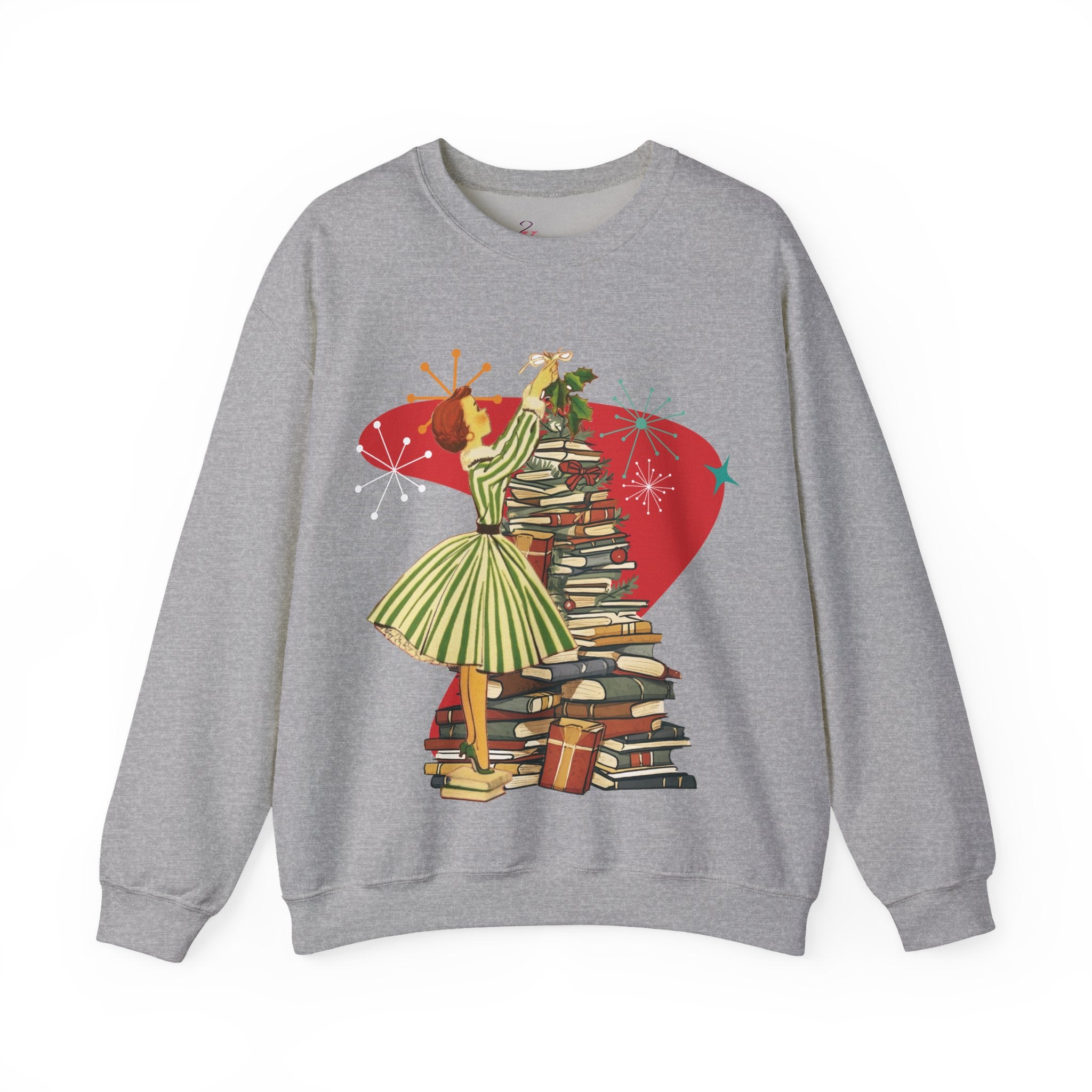 Kate McEnroe New York Retro Vintage 50s Book Lover Sweatshirt, Atomic Age Holiday CrewneckSweatshirts10686161108757573548