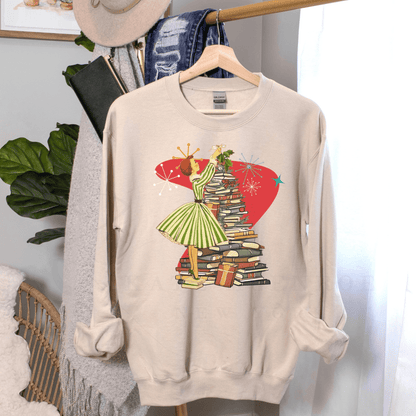 Kate McEnroe New York Retro Vintage 50s Book Lover Sweatshirt, Atomic Age Holiday CrewneckSweatshirts33866735843668305181