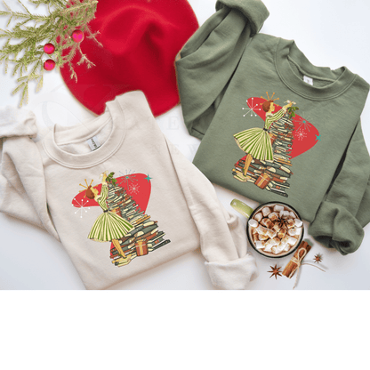 Kate McEnroe New York Retro Vintage 50s Book Lover Sweatshirt, Atomic Age Holiday CrewneckSweatshirts33866735843668305181