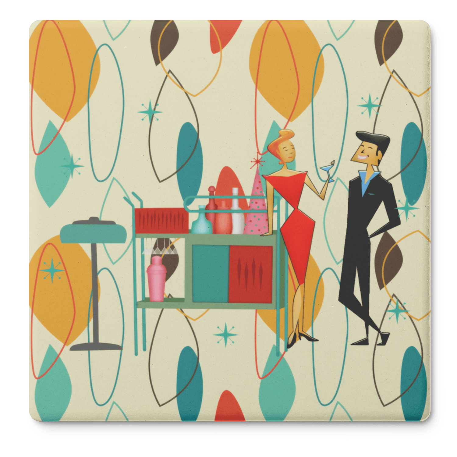 Kate McEnroe New York Retro Vintage 50s Cocktail Coasters, Mid Century Modern Kitsch BarwareCoasters7021
