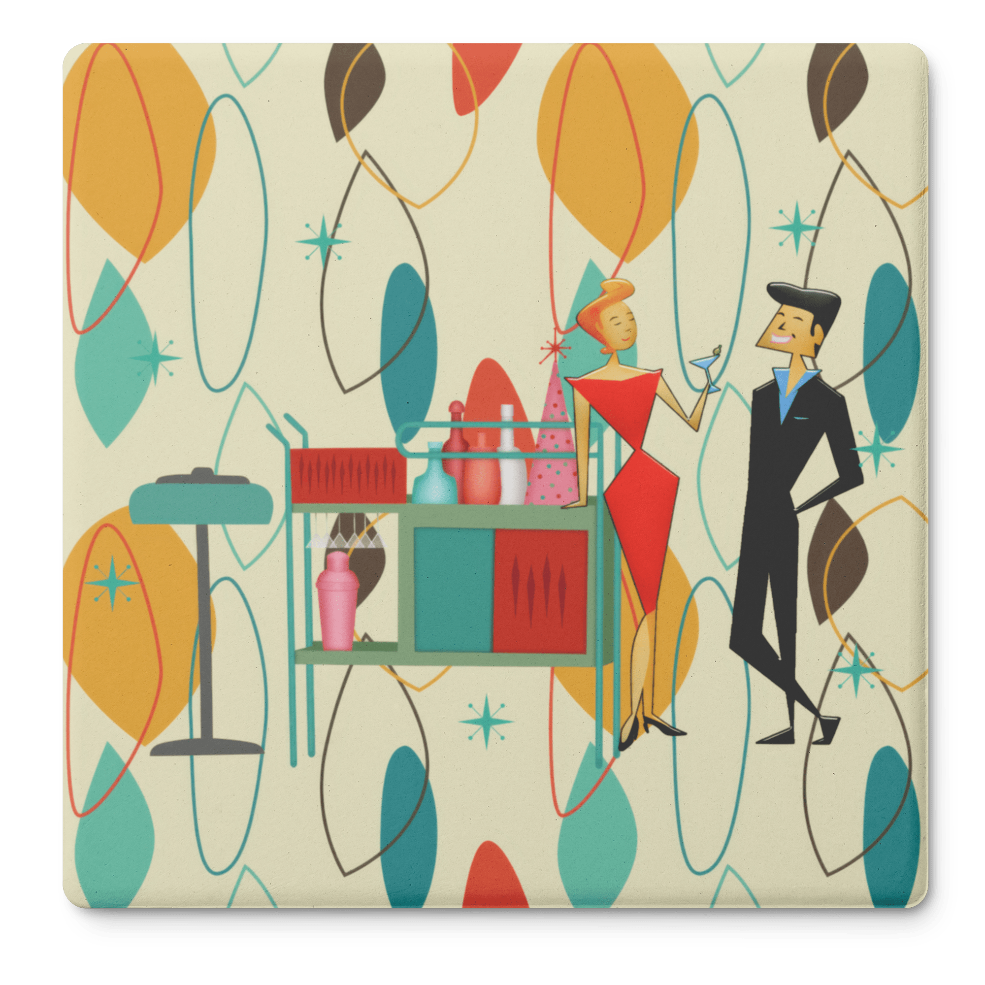 Kate McEnroe New York Retro Vintage 50s Cocktail Coasters, Mid Century Modern Kitsch BarwareCoasters7021