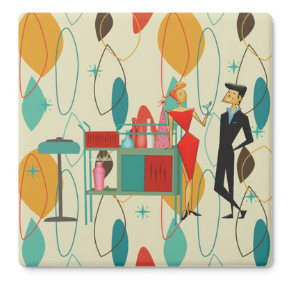 Kate McEnroe New York Retro Vintage 50s Cocktail Coasters, Mid Century Modern Kitsch BarwareCoasters7021