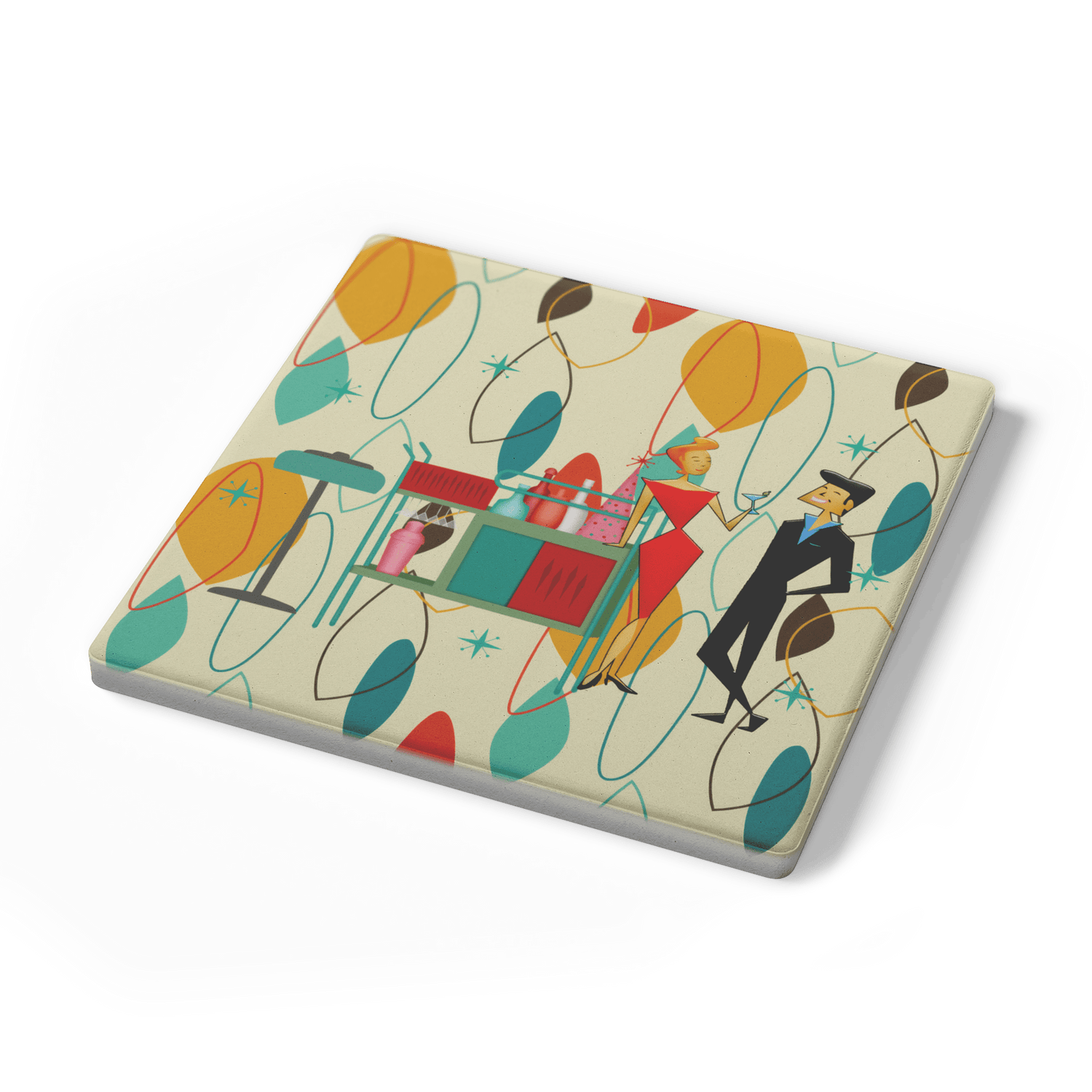 Kate McEnroe New York Retro Vintage 50s Cocktail Coasters, Mid Century Modern Kitsch BarwareCoasters7021