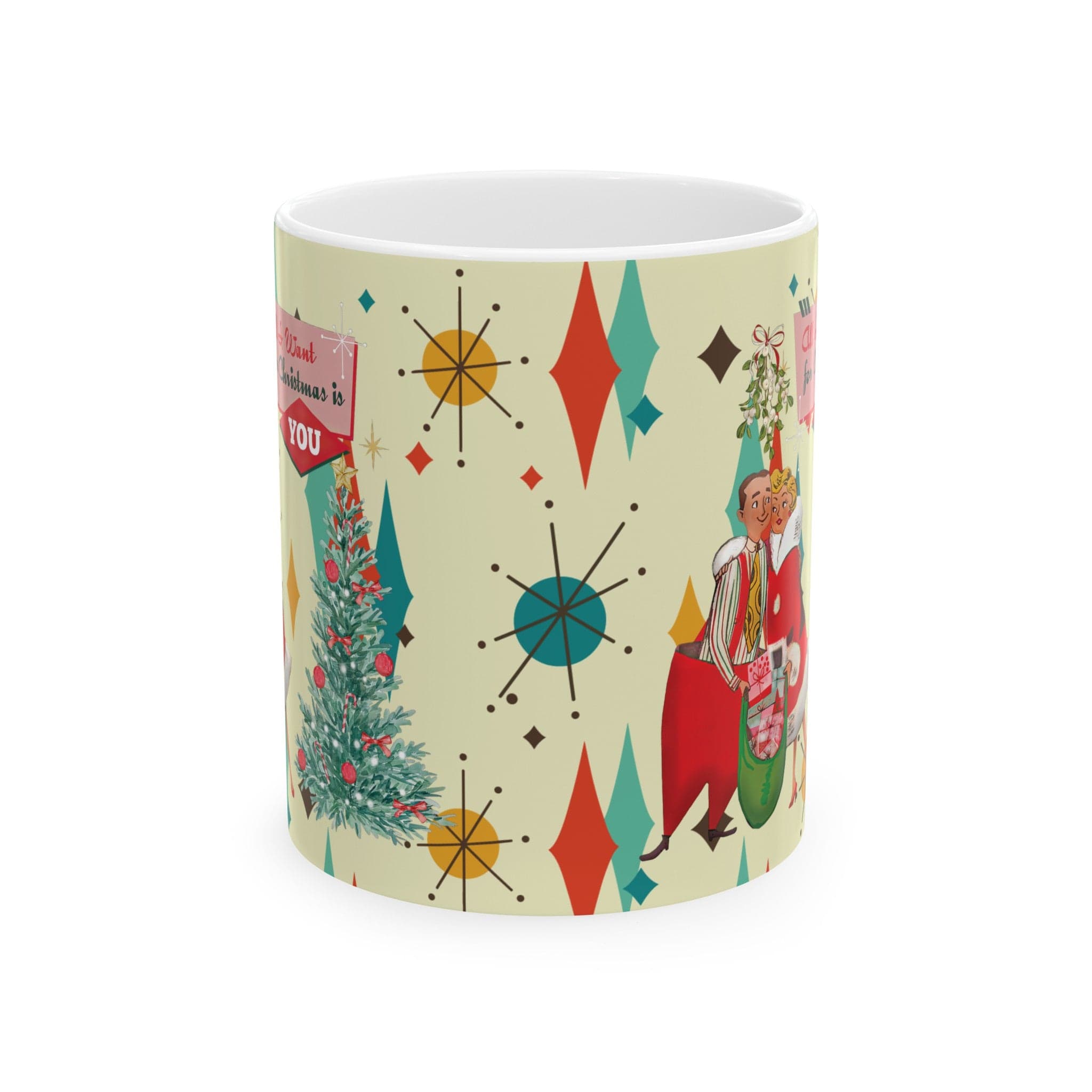 Kate McEnroe New York Retro Vintage 50s Franciscan Diamond Starburst Kitsch Christmas Card Art Coffee MugMugs18967400447637218484