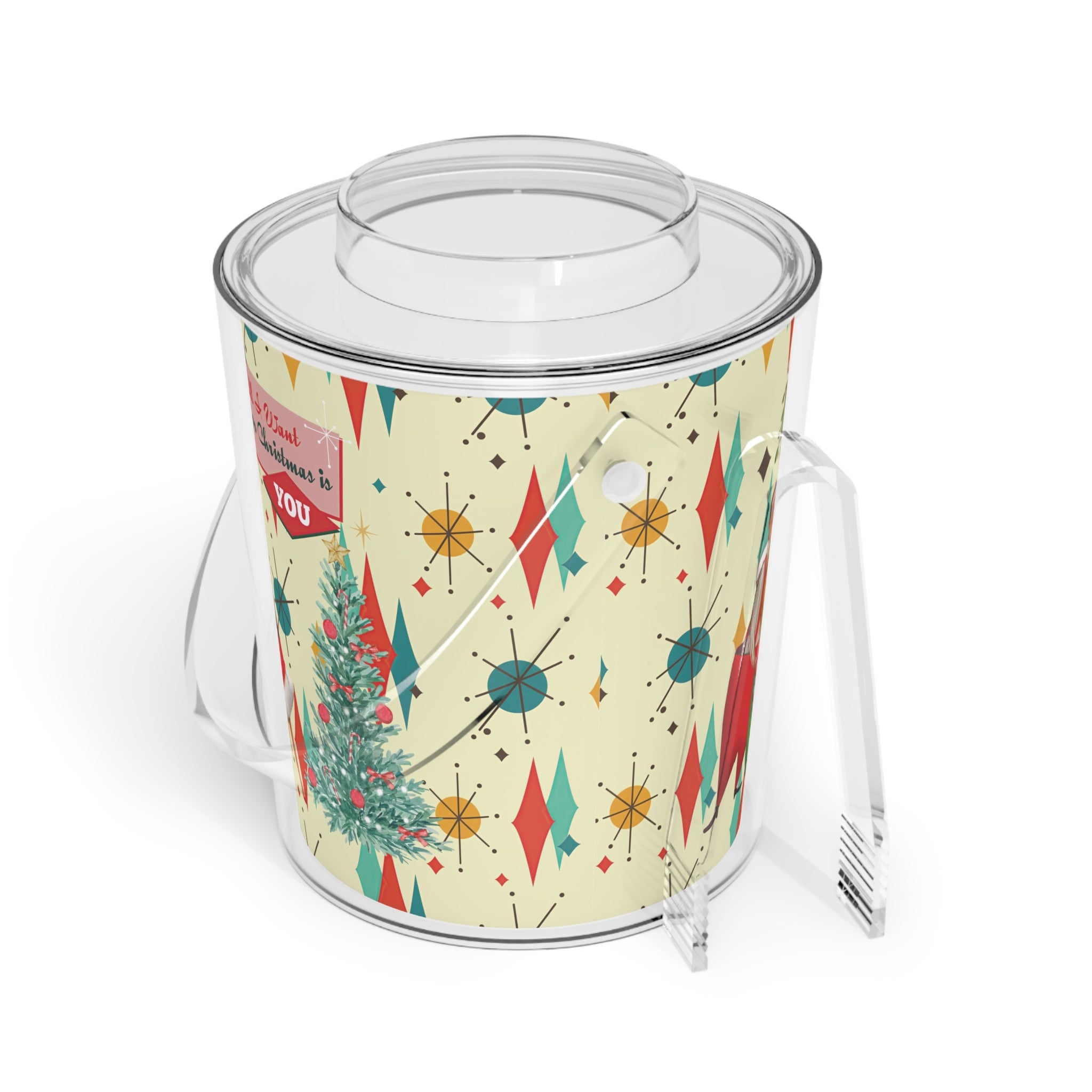 Kate McEnroe New York Retro Vintage 50s Franciscan Diamond Starburst Kitsch Christmas Card Art Ice Bucket with TongsIce Buckets33613421548472503797
