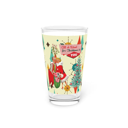 Printify Retro Vintage 50s Franciscan Diamond Starburst Kitsch Christmas Card Art Pint Glass Mug 16oz 25075040954339820648