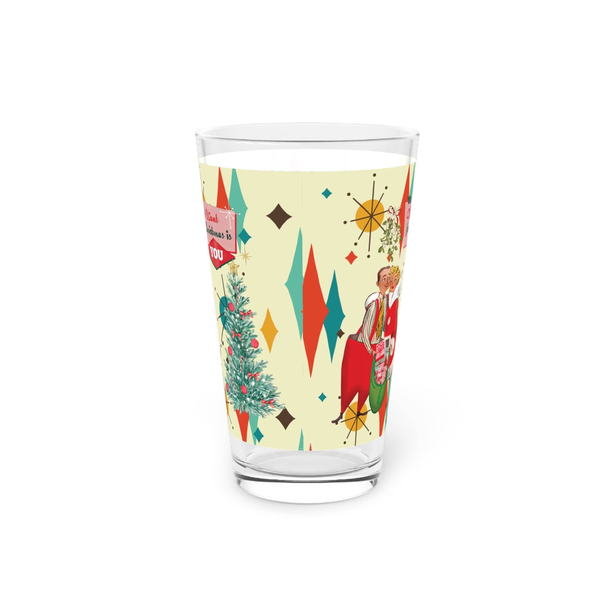 Kate McEnroe New York Retro Vintage 50s Franciscan Diamond Starburst Kitsch Christmas Card Art Pint GlassBeer Glasses25075040954339820648