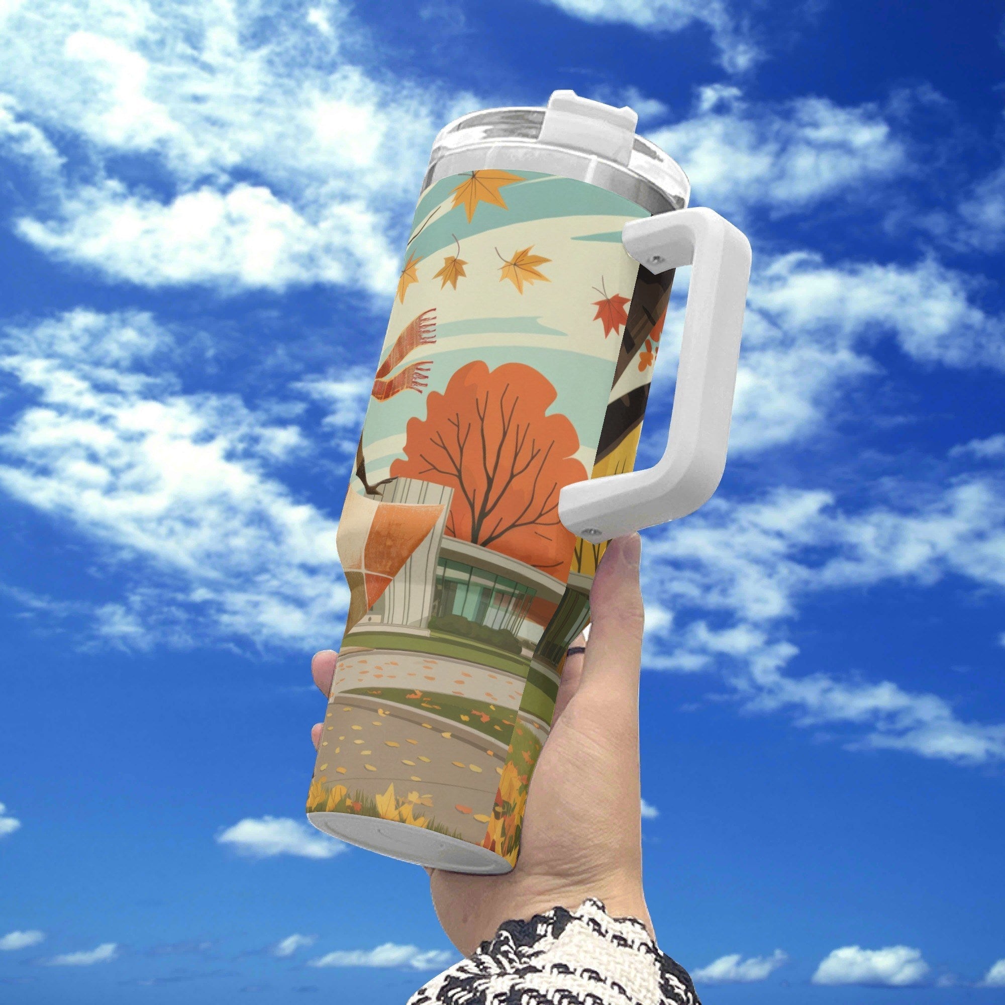 Kate McEnroe New York Retro Vintage 50s Kitsch Atomic Cat Autumn 40oz TumblerTumblersWE9KOM6W - 1