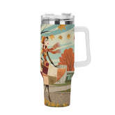 Kate McEnroe New York Retro Vintage 50s Kitsch Atomic Cat Autumn 40oz TumblerTumblersWE9KOM6W - 1