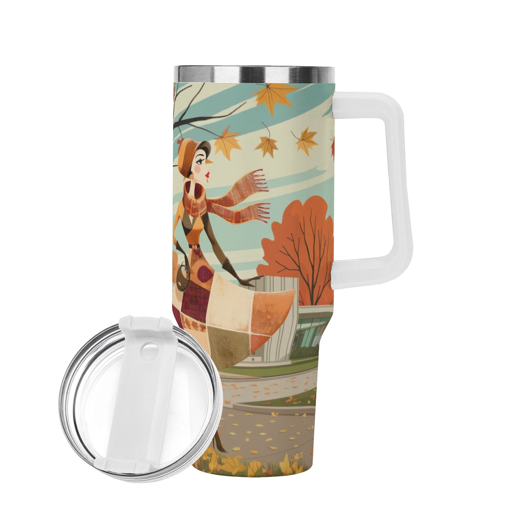 Kate McEnroe New York Retro Vintage 50s Kitsch Atomic Cat Autumn 40oz TumblerTumblersWE9KOM6W - 1