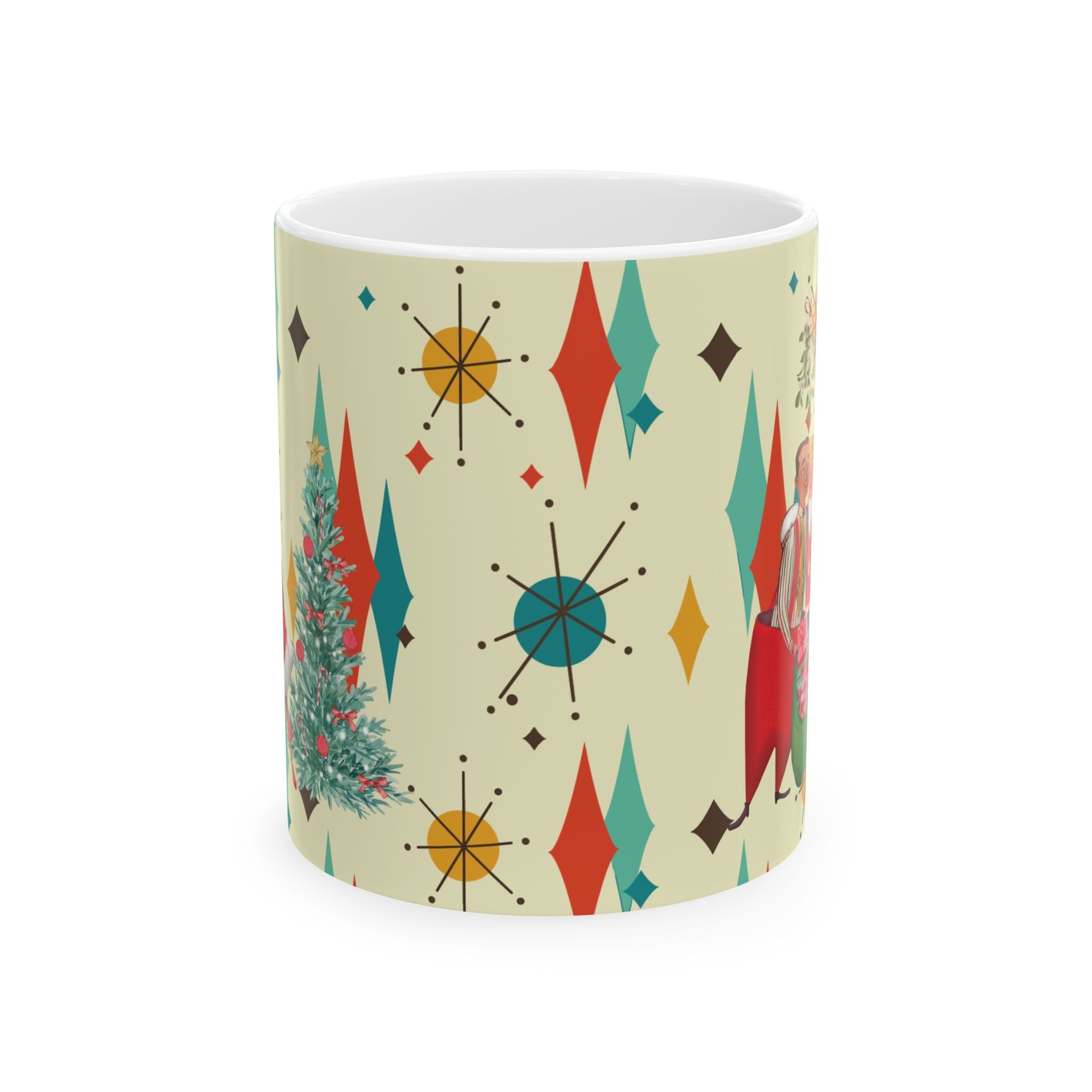 Kate McEnroe New York Retro Vintage 50s Kitsch Christmas Card Art Coffee Mug, Franciscan Diamond Starburst, Mid Century Modern DrinkwareMugs10233803074649013460