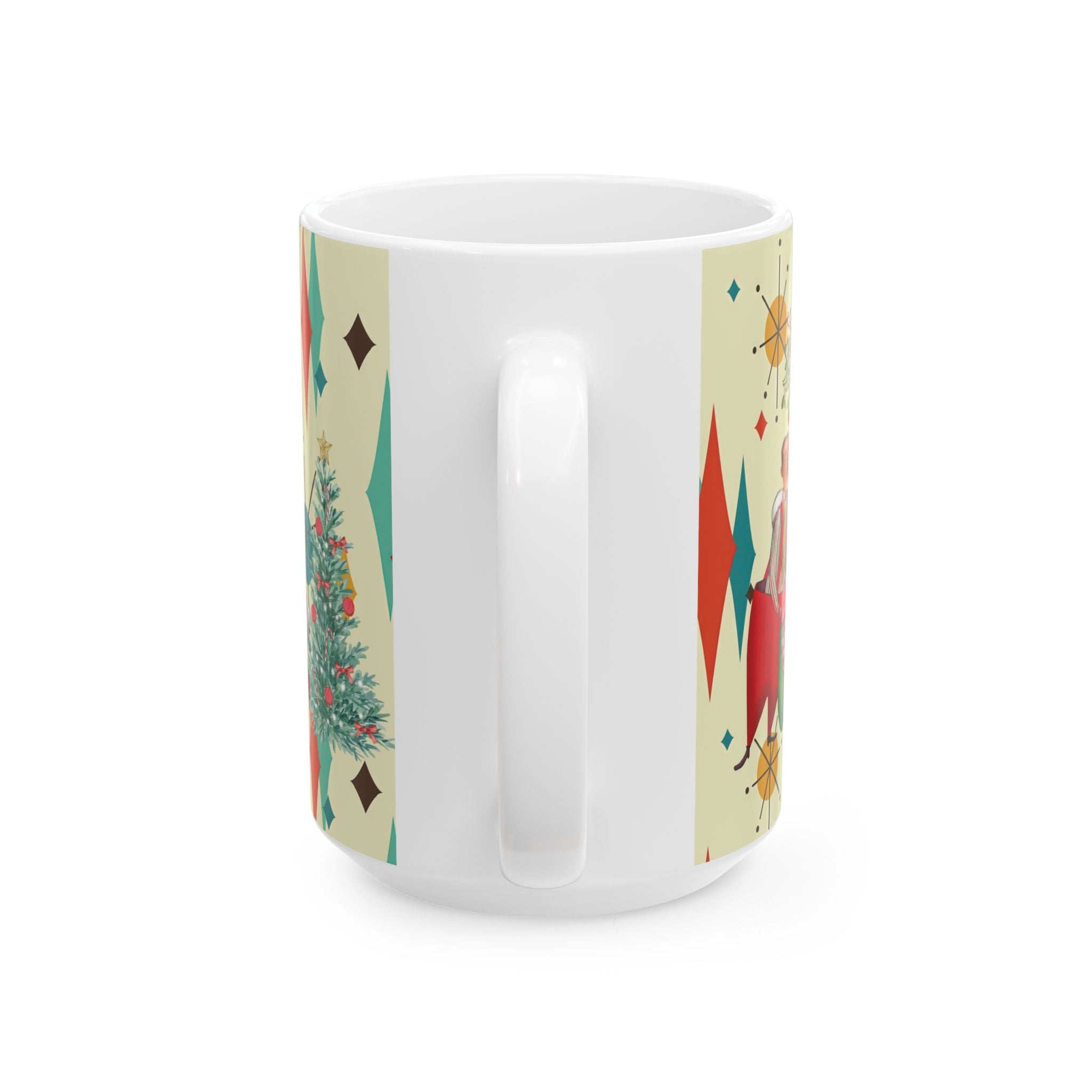 Kate McEnroe New York Retro Vintage 50s Kitsch Christmas Card Art Coffee Mug, Franciscan Diamond Starburst, Mid Century Modern DrinkwareMugs10233803074649013460