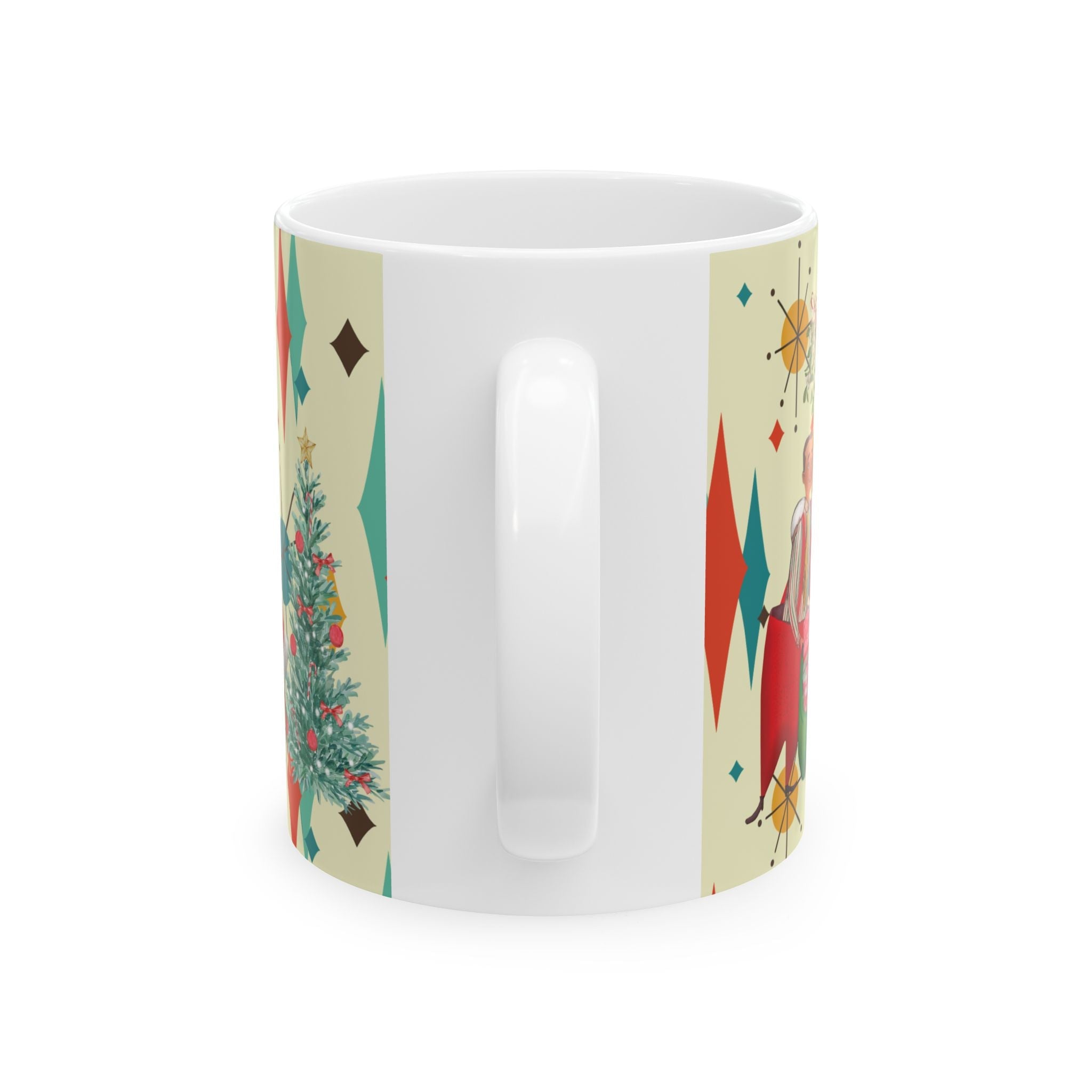 Kate McEnroe New York Retro Vintage 50s Kitsch Christmas Card Art Coffee Mug, Franciscan Diamond Starburst, Mid Century Modern DrinkwareMugs10233803074649013460