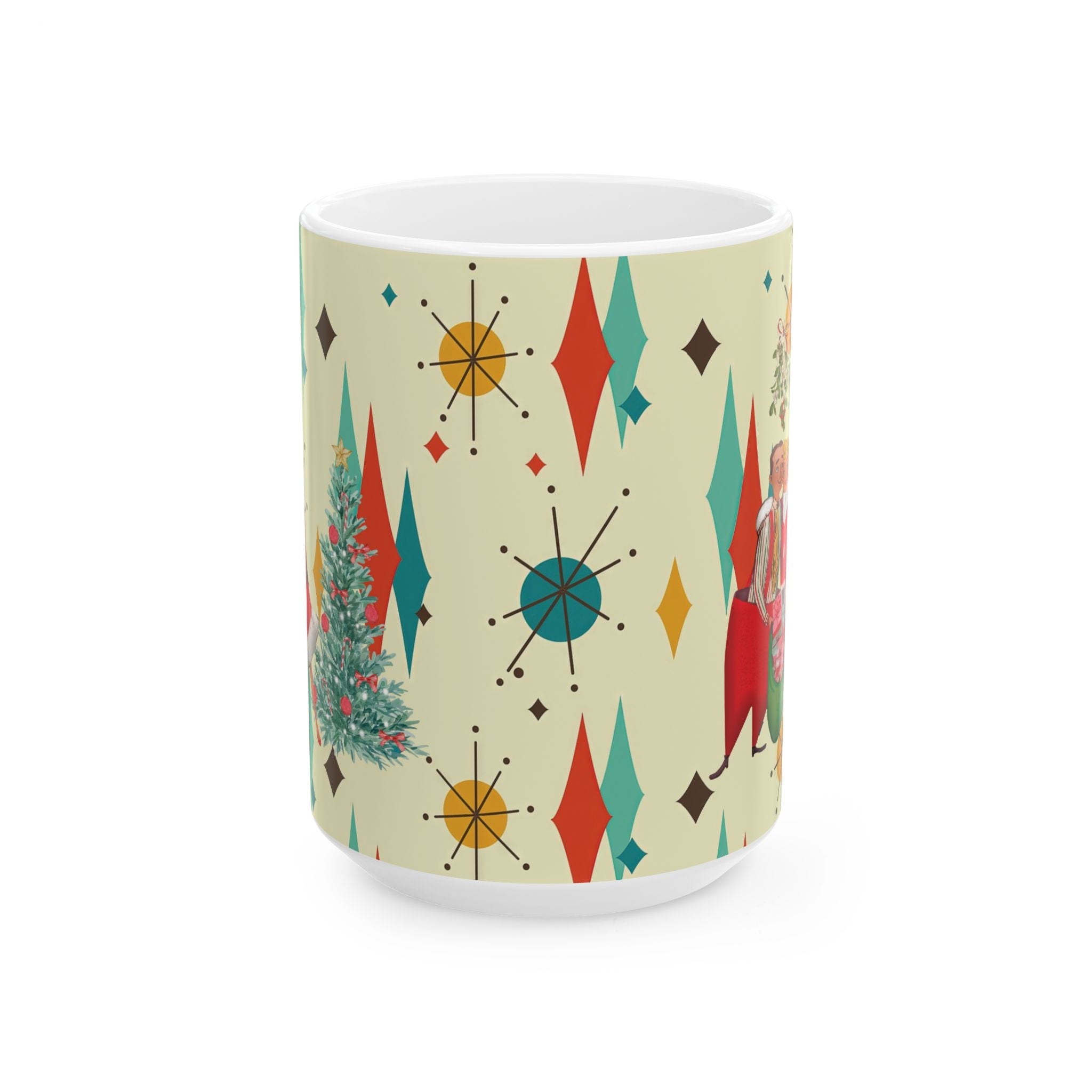 Kate McEnroe New York Retro Vintage 50s Kitsch Christmas Card Art Coffee Mug, Franciscan Diamond Starburst, Mid Century Modern DrinkwareMugs10233803074649013460