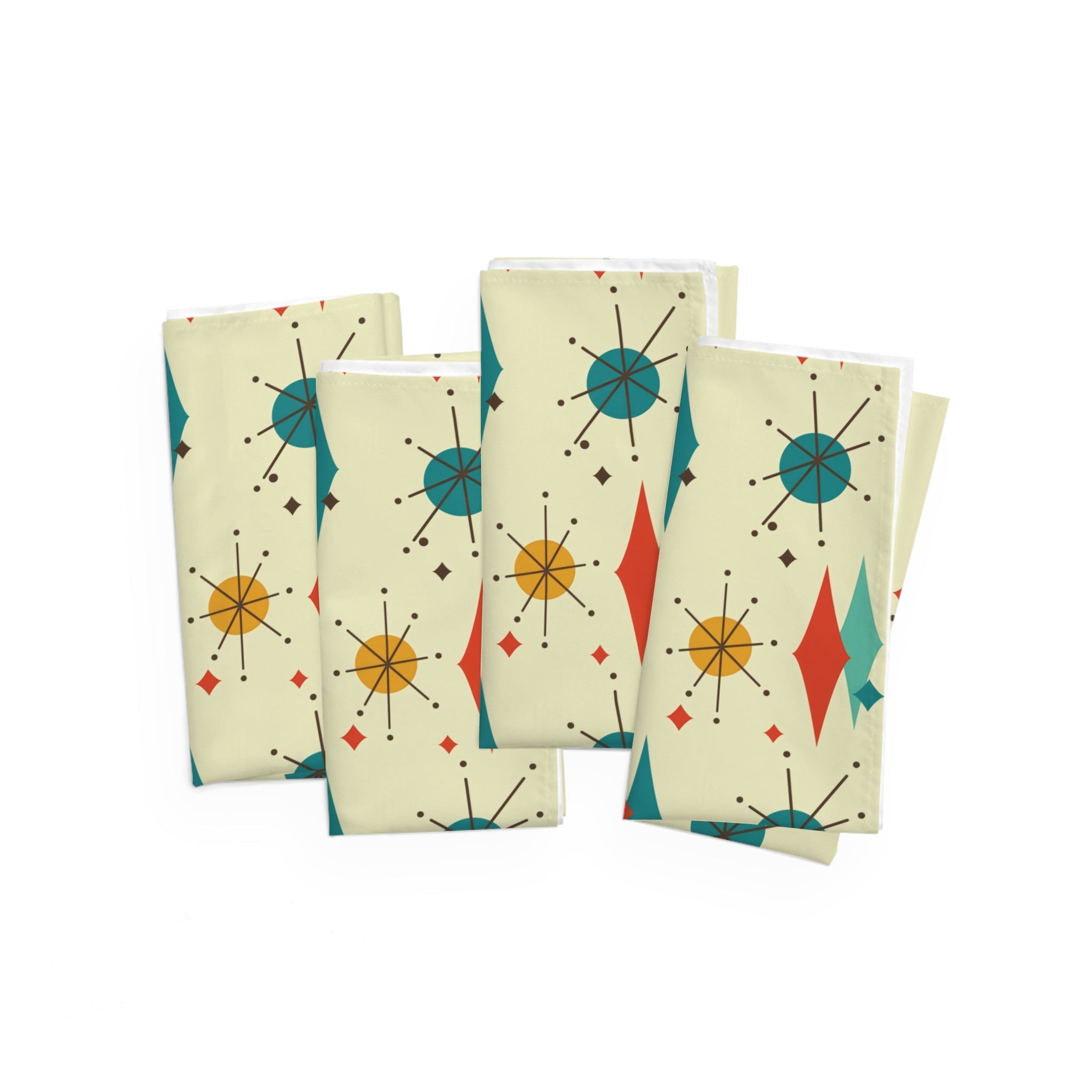Kate McEnroe New York Retro Vintage 50s Kitsch Christmas Card Art Napkins, Franciscan Diamond Starburst, Mid Century Holiday LinensNapkinsPMK08.699089