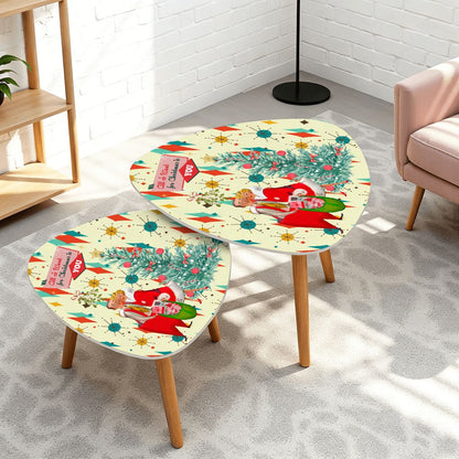 Kate McEnroe New York Retro Vintage 50s Kitsch Holiday Nesting End Tables, Iconic Franciscan Starburst, MCM Christmas Card Art Coffee Table KMNY01Nesting TablesnxORcqojCDzYH