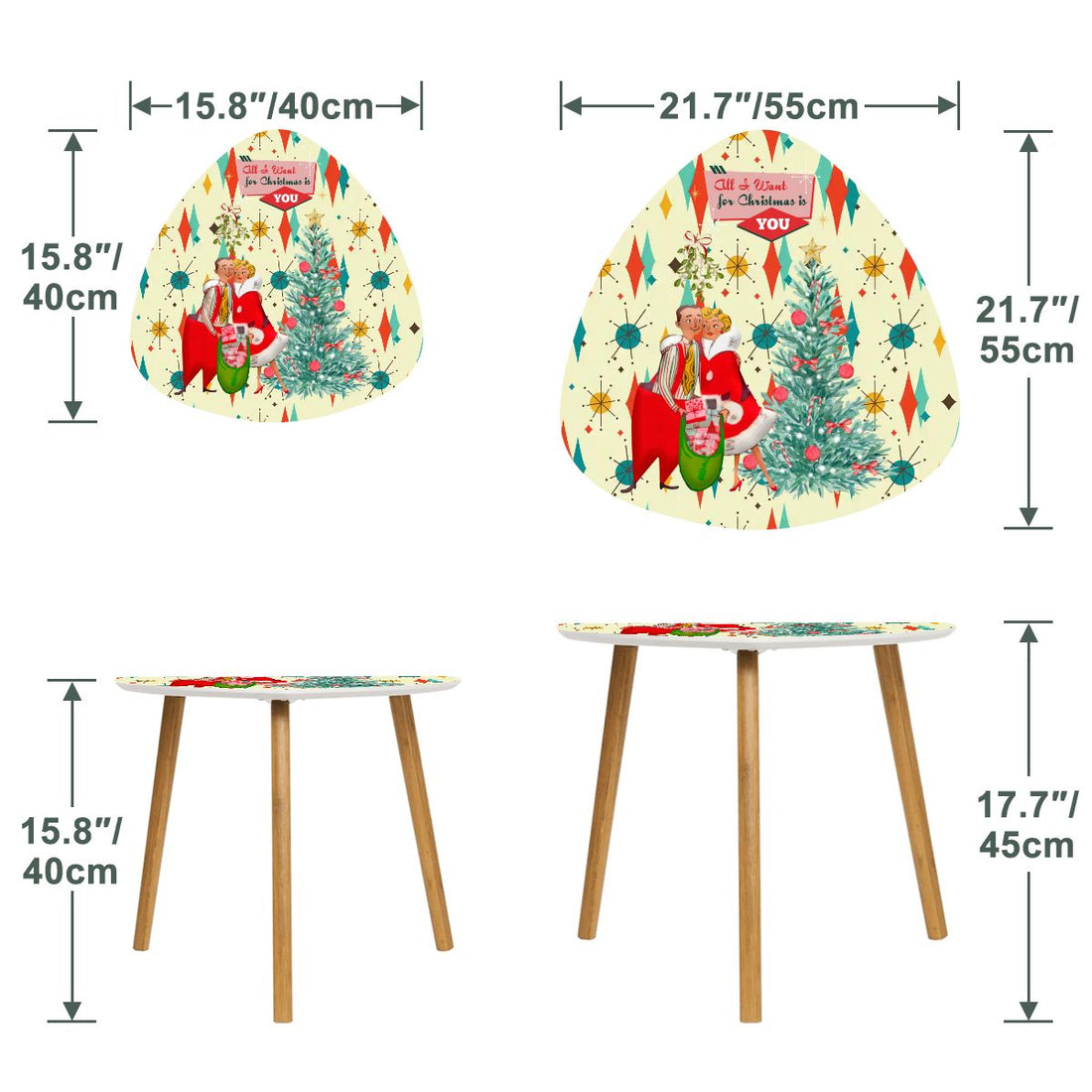 Kate McEnroe New York Retro Vintage 50s Kitsch Holiday Nesting End Tables, Iconic Franciscan Starburst, MCM Christmas Card Art Coffee Table KMNY01Nesting TablesnxORcqojCDzYH