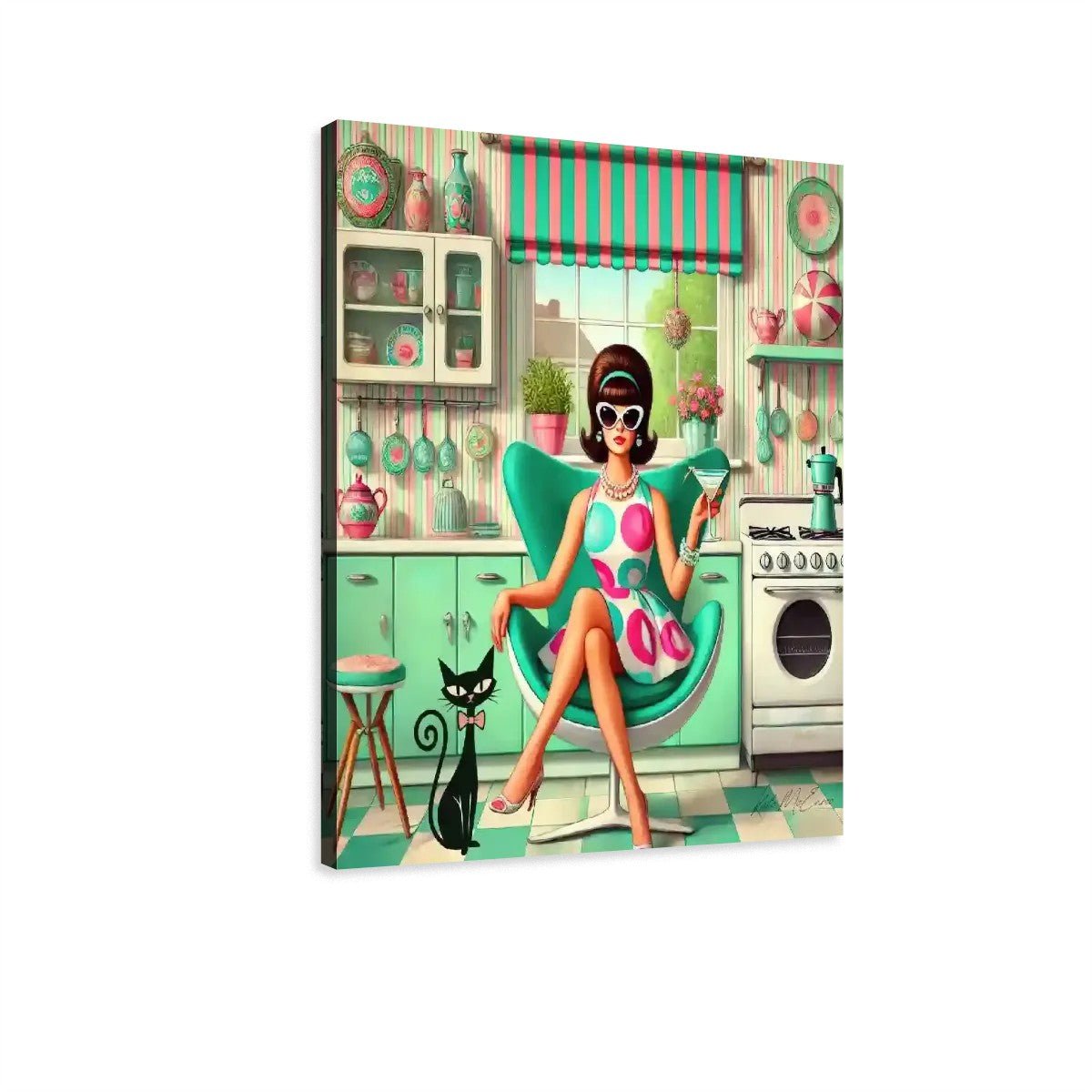 Kate McEnroe New York Retro Vintage 50s Kitsch, Mid Century Modern Kitchen Canvas Wall ArtCanvas Wall ArtGqORqDsaie