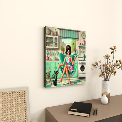 Kate McEnroe New York Retro Vintage 50s Kitsch, Mid Century Modern Kitchen Canvas Wall ArtCanvas Wall ArtGqORqDsaie