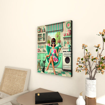 Kate McEnroe New York Retro Vintage 50s Kitsch, Mid Century Modern Kitchen Canvas Wall ArtCanvas Wall ArtGqORqDsaie