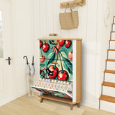 Kate McEnroe New York Retro Vintage Atomic Cat Cherry Kitsch Shoe Cabinet, Mid Century Modern Storage AccentShoe StorageFqhlgGTpsu