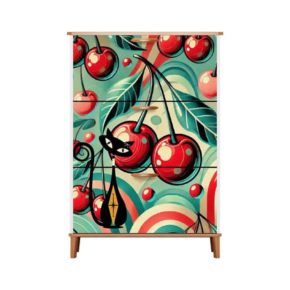 Kate McEnroe New York Retro Vintage Atomic Cat Cherry Kitsch Shoe Cabinet, Mid Century Modern Storage AccentShoe StorageFqhlgGTpsu