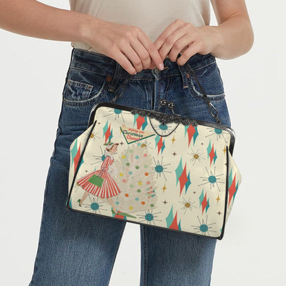 Kate McEnroe New York Retro Vintage Christmas Cheer Mid Century Starburst Kisslock PurseCrossbody BagsD3266992