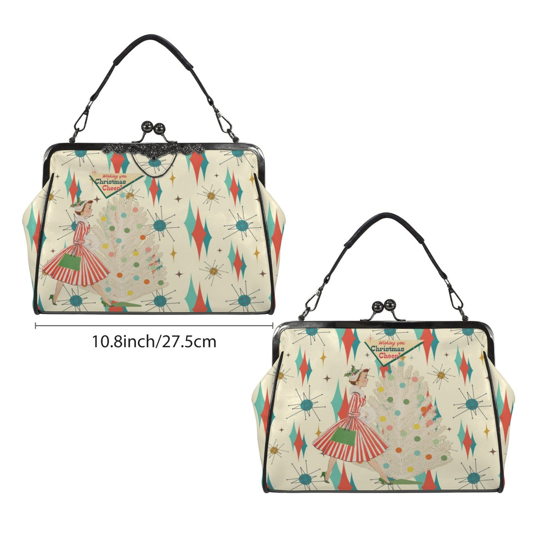 Kate McEnroe New York Retro Vintage Christmas Cheer Mid Century Starburst Kisslock PurseCrossbody BagsD3266992