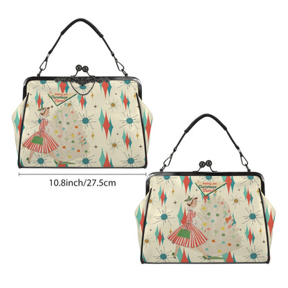 Kate McEnroe New York Retro Vintage Christmas Cheer Mid Century Starburst Kisslock PurseCrossbody BagsD3266992