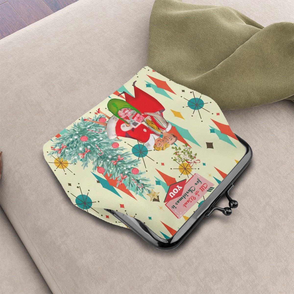 Kate McEnroe New York Retro Vintage Christmas Kisslock Coin Purse, Mid Century Modern Franciscan Starburst Holiday WalletCoin PursesijaTaUQntp