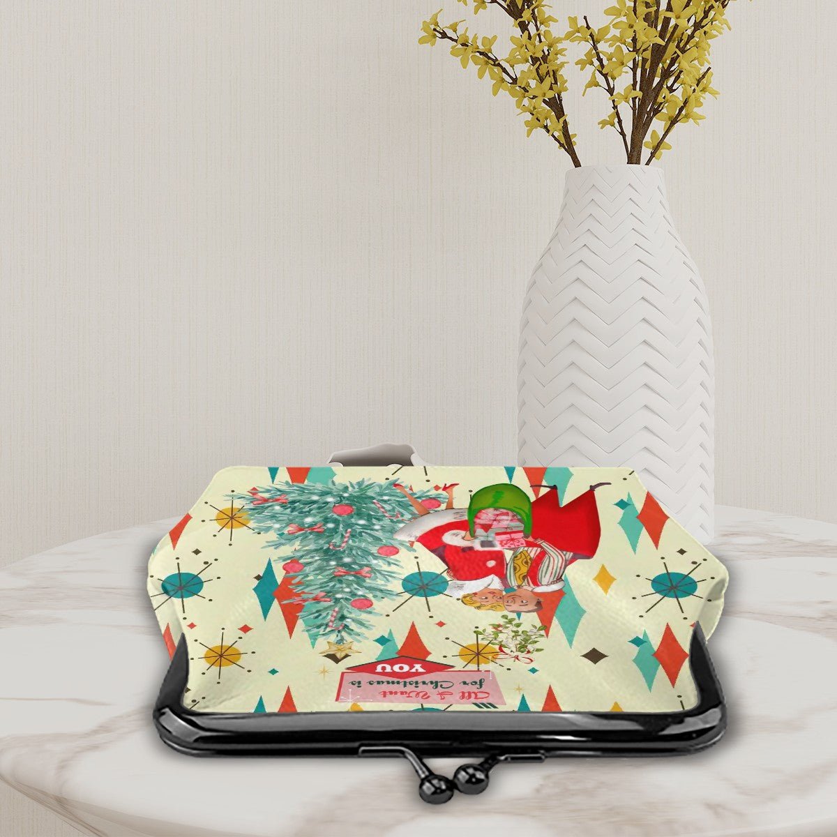 Kate McEnroe New York Retro Vintage Christmas Kisslock Coin Purse, Mid Century Modern Franciscan Starburst Holiday WalletCoin PursesijaTaUQntp
