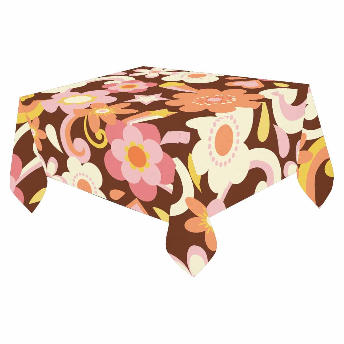 Kate McEnroe New York Retro Vintage Floral Cotton Linen Tablecloth Table Linens 52" x 70" / DG1028569DXH2487D DG1028569DXH2487D
