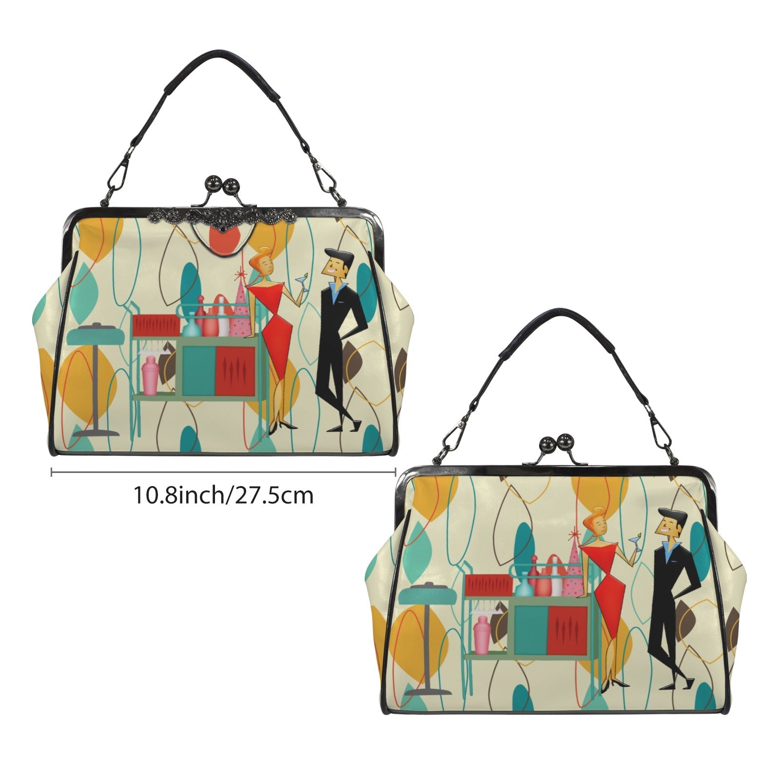 Kate McEnroe New York Retro Vintage Kitsch 50s Cocktail Lounge Kisslock Purse, Mid Century Modern CrossbodyCrossbody BagsD3187057