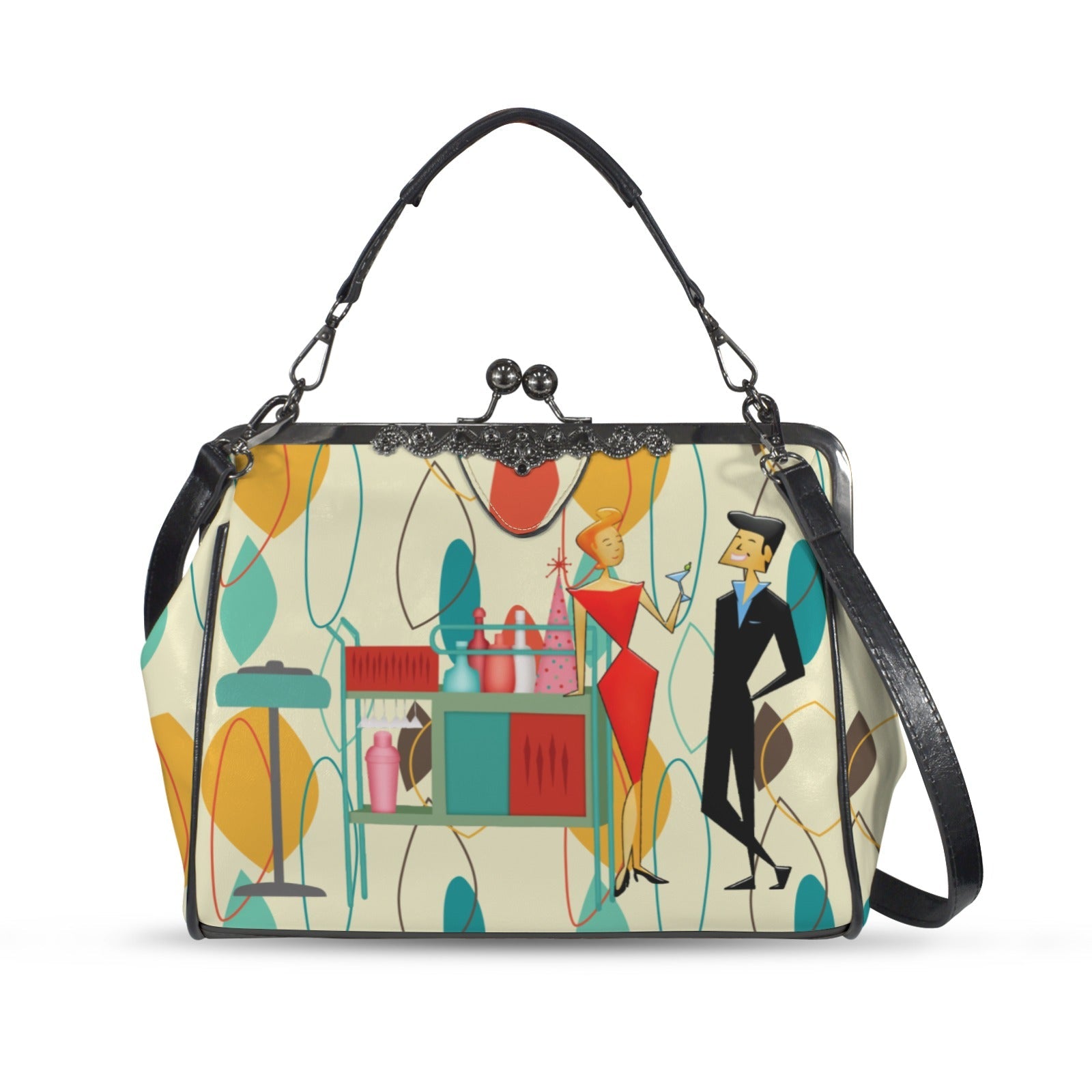 Kate McEnroe New York Retro Vintage Kitsch 50s Cocktail Lounge Kisslock Purse, Mid Century Modern CrossbodyCrossbody BagsD3187057