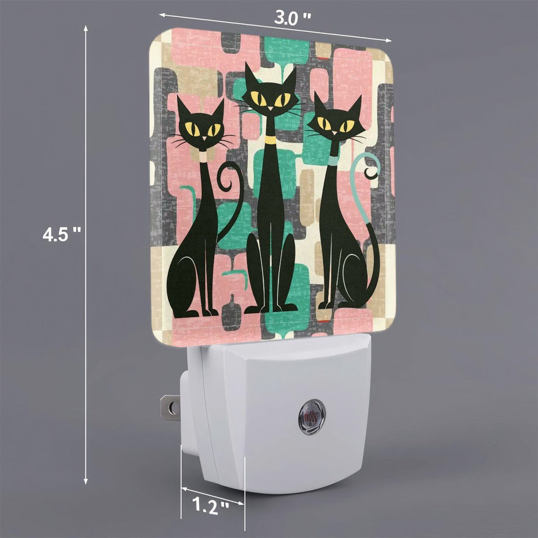 Kate McEnroe New York Retro Vintage Kitsch Atomic Cat Geometric Pink, Mink Night Light SetNight Lightss1MmCt5rhd