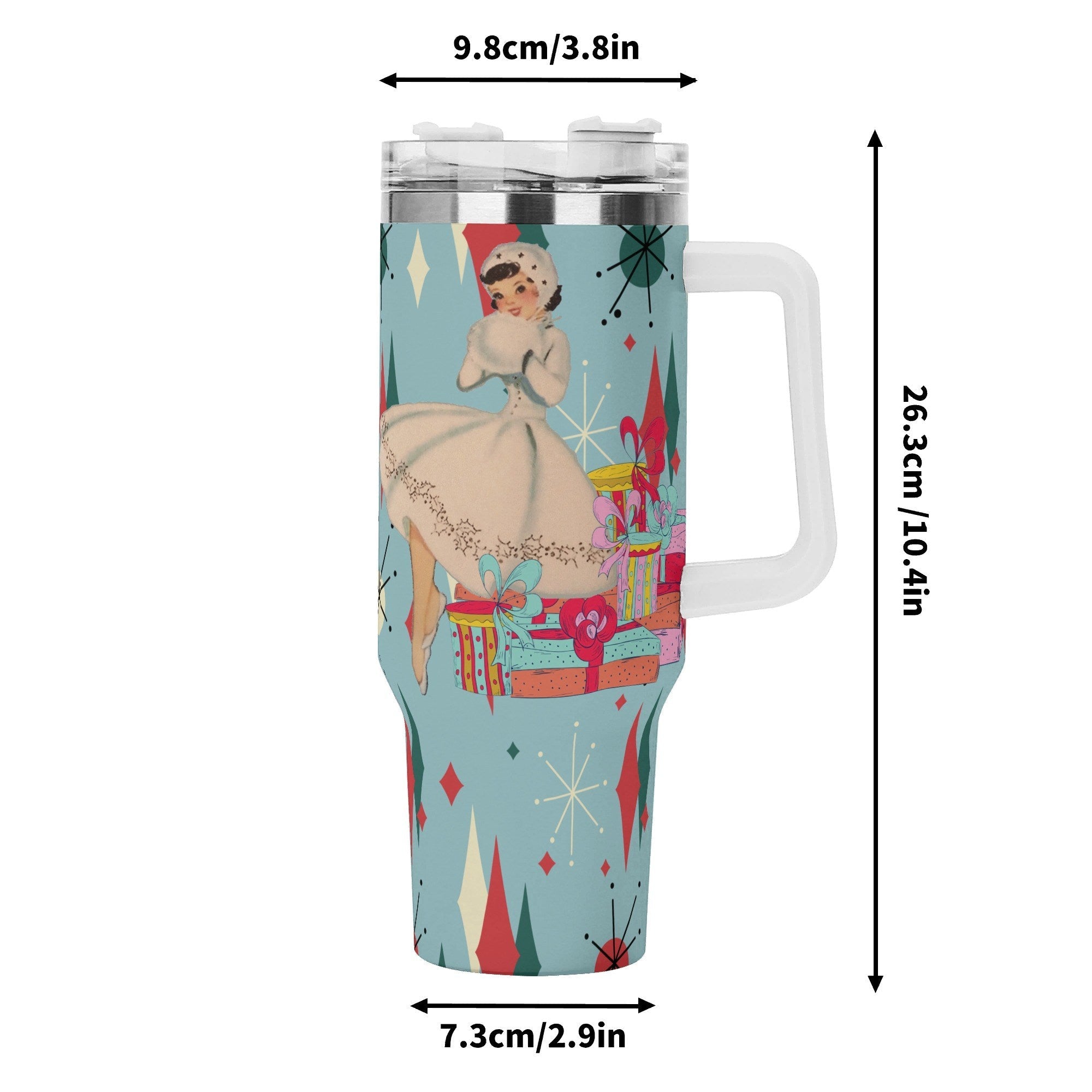 Kate McEnroe New York Retro Vintage Kitsch Christmas 40oz Tumbler MCM Franciscan Diamond Starburst CupTumblersW1KR589N - 1