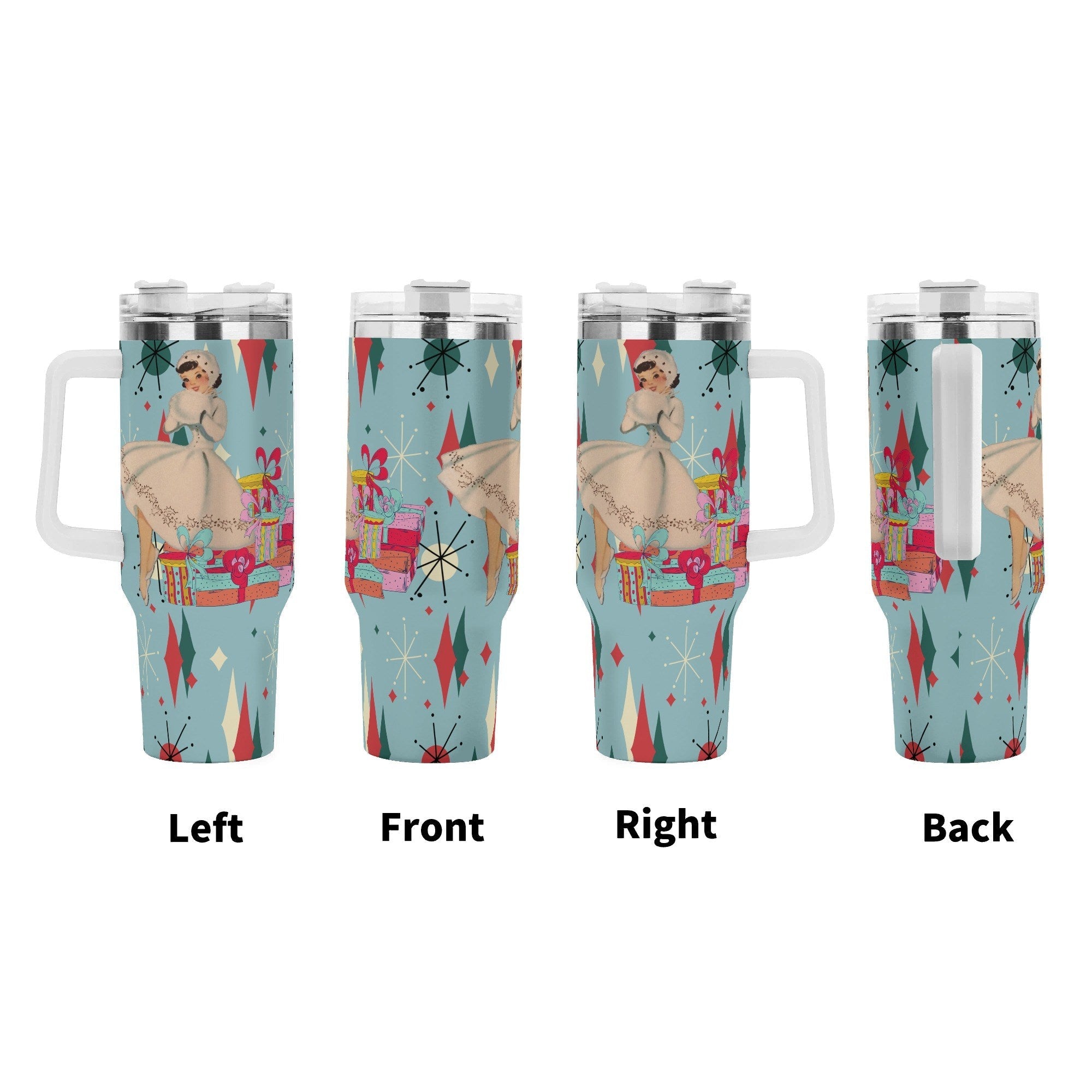 Kate McEnroe New York Retro Vintage Kitsch Christmas 40oz Tumbler MCM Franciscan Diamond Starburst CupTumblersW1KR589N - 1