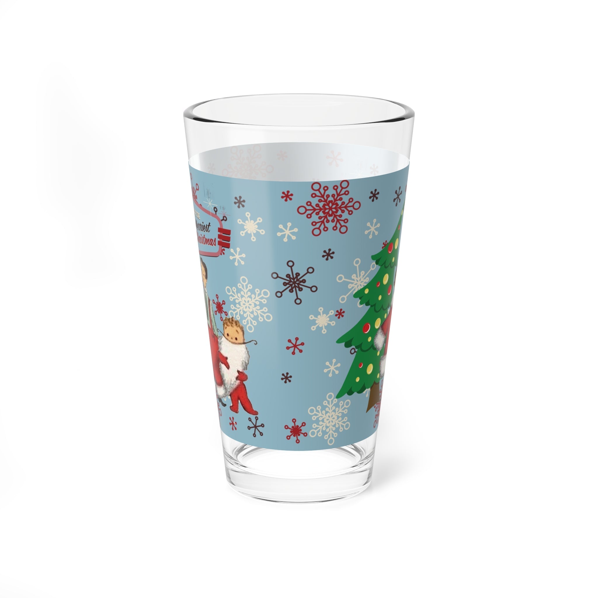 Kate McEnroe New York Retro Vintage Kitsch Christmas Family Pint Glass, Mid Century Modern 50s Holiday DrinkwarePint Glasses31489918442532513200