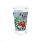 Kate McEnroe New York Retro Vintage Kitsch Christmas Family Pint Glass, Mid Century Modern 50s Holiday DrinkwarePint Glasses31489918442532513200